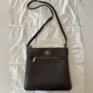 Coach Black and Brown Crossbody Messenger Bag